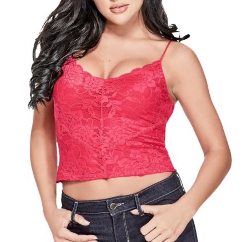GUESS Red Lace Date Night Cami Top